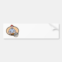 Construction Worker Concrete Saw Consaw Cartoon Bumper Stickers
