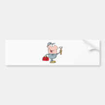 Construction Worker With Hammer And Tool Box Bumper Stickers