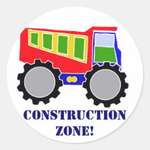 Construction Zone Round Stickers