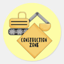 Construction Zone Tshirts and Gifts Round Stickers