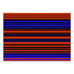 Contemporary dark red blue and black stripes personalized invite