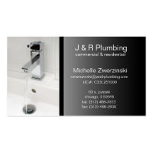 contemporary faucet plumbing business card