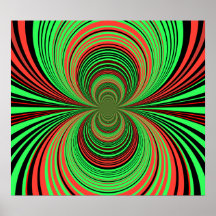 Contemporary green and orange funnel print