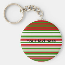Contemporary red green and white stripes keychains