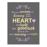 Contemporary Typography Irish Blessing in Grey Postcards