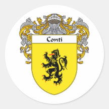 Conti Coat of Arms (Mantled) Round Sticker