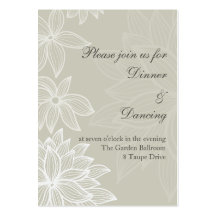 Contoured Bloom Taupe Reception Card Business Card Templates