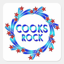 Cooks Rock Red Stars Square Sticker
