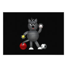 Cool "3-D" Alley Cat Athlete Invites
