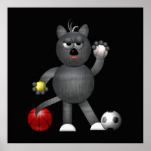 Cool "3-D" Alley Cat Athlete Print