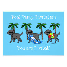 Cool Black Labradors Pool Party Personalised Announcement
