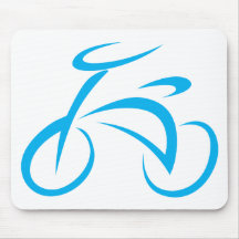 Cool Blue Bicycle Biking Logo Mouse Mat