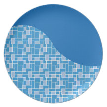 Cool Blue Colourful Tile Wave Pattern Gifts Dinner Plates