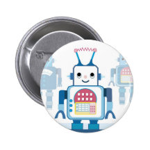 Cool Blue Robot Gifts Novelties Pinback Button