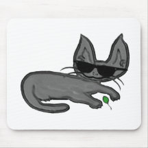 Cool Cat Curled Up With Hi Mouse Toy Mouse Pad