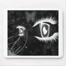 Cool Cat  Eyes - Black with white lashes Mouse Pad