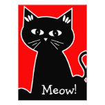 Cool Cats Birthday Party - Black Cartoon Cat Custom Invitation