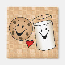 Cool Cookies and Milk Friends Cartoon Refrigerator Magnet