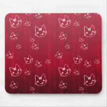 Cool  cute abstract kitty cherry red mousepad