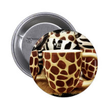 Cool Giraffe Pattern and Zebra Stripes Coffee Mugs Pinback Buttons