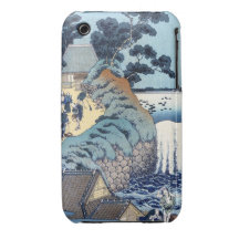 Cool japanese vintage ukiyo-e seaside landscape iPhone 3 Case-Mate cases