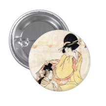 Cool japanese vintage ukiyo-e two ladies woman art buttons