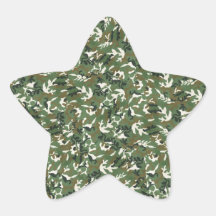 Cool Military Green Camouflage Pattern Star Sticker