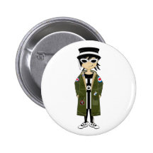 Cool Mod Girl in Hat and Parka Button
