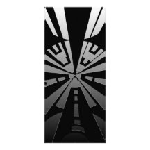 Cool modern rectangle art in black and silver full color rack card
