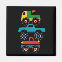 Cool Monster Trucks Blue Red Green Gifts for Boys Fridge Magnet