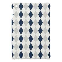 Cool Navy Blue and Grey Argyle Diamond Pattern