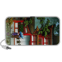 Cool oriental japanese classic temple rain art mini speakers