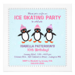 Cool Penguin Ice Skating Birthday Party Invitation