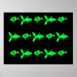 Cool Poster Black Background with Green Fish