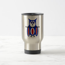 Cool red white and blue owl coffee mugs