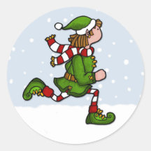 cool runnings elf round sticker