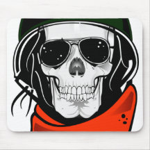 cool skull with sunglasses and helmet mousemats