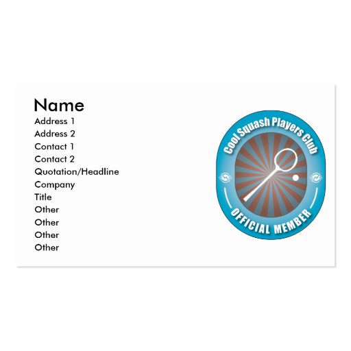Cool Squash Players Club Business Cards