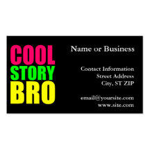 Cool Story Bro in Neon Style Colours Business Cards