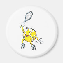 Cool Tennis Ball Holding Racquet Refrigerator Magnet
