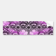 Cool Vibrant Distressed Purple Lace Damask Pattern Bumper Sticker