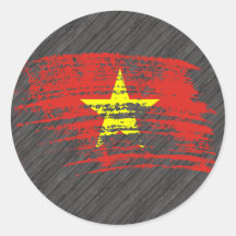 Cool Vietnamese flag design Round Stickers