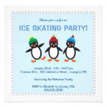 Cool Winter Penguin Ice Skating Party Invitation
