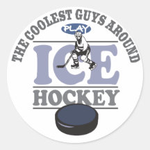 Coolest Guys Play Hockey Round Stickers