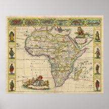 Copper Engraved Map of Continental Africa in 1660 Print