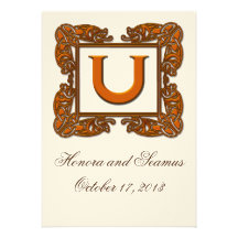 Copper Monogrammed Celtic Wedding Invitation