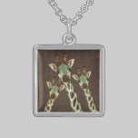 Copper & Teal  Giraffes Damask  Necklace necklaces