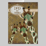 Copper & Teal  Giraffes Hero Father's Day Card cards