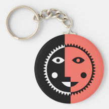 Coral Abstract Sun Key Chains