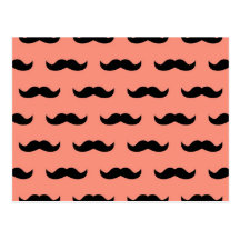 Coral And Black Moustache Pattern Post Cards